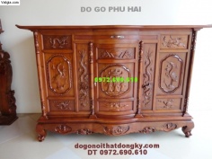 Tủ thờ gỗ gụ chạm tứ linh tam đa MS-12