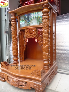 Bàn thờ Thần Tài – Ông Địa gỗ căm xe có hộp đèn