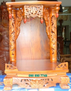 Bàn thờ Thần Tài và Ông Địa bằng gỗ tự nhiên tràm